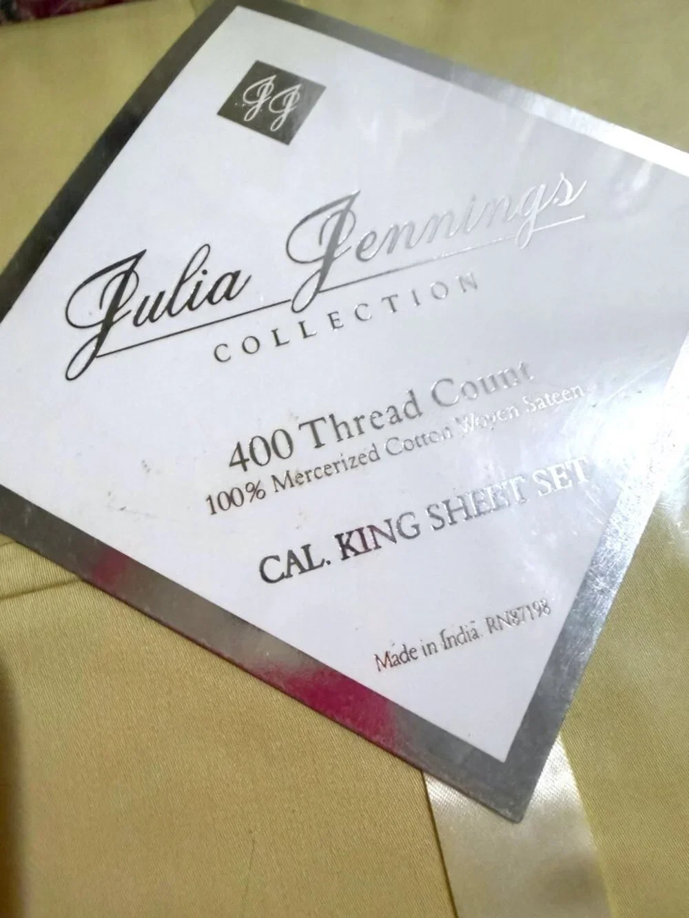 Y2K Julia Jennings California King Sheet Set 400TC Cotton Sateen Butter Yellow